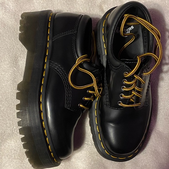 Dr. Martens Black Leather Oxfords with Yellow Accents - Picture 3 of 6
